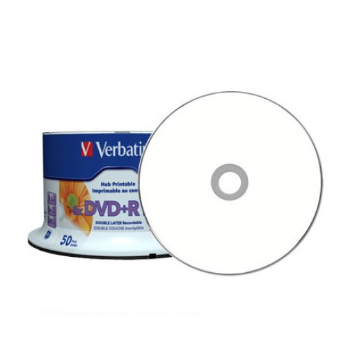 VERBATIM DVD+R 8X 8.5GB DL DOBLE CAPA IMPRIMIBLE CAKE 50UNID 97693 ECOFFICE